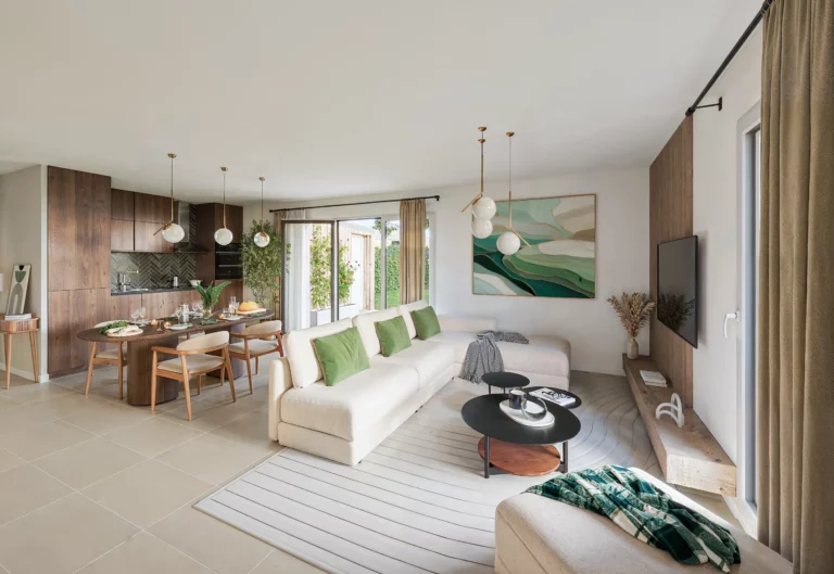 Séjour et cuisine d'une villa